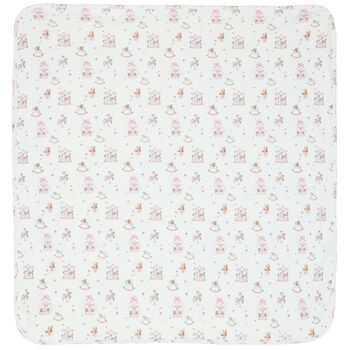 Baby Girls White & Pink Carousel Blanket